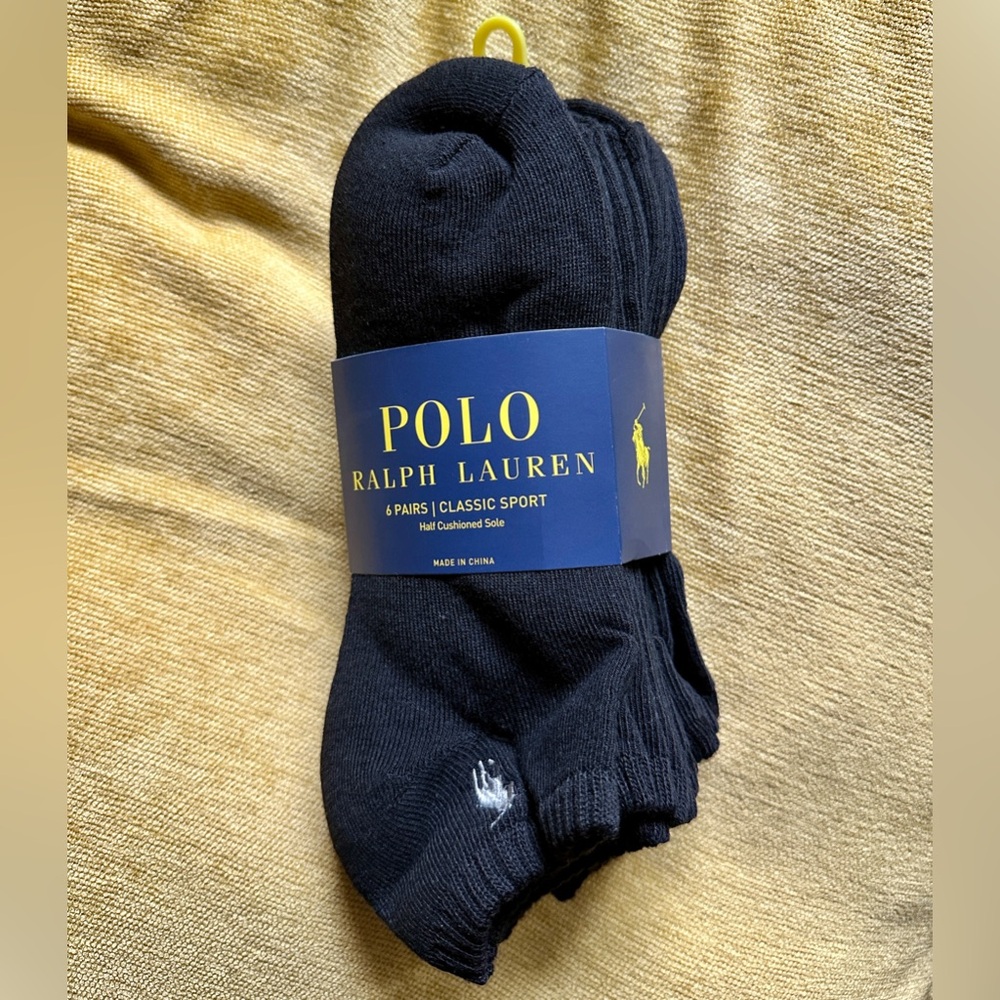 Polo Ralph Lauren Men's Half Cushioned Sole Low Cut Socks (6 Pairs)